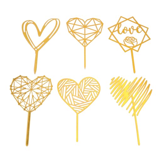 6pcs Cake Topper Dekorationen, Gold Herzkuchen -Topper, Wiederverwendbares Kuchen -Dekorations -Kit mit Hochwertigem Plastikmaterial für Geburtstagsfeier Hochzeit Jubiläum 6pcs Cake Topper Dekorationen, Gold Herzkuchen -Topper, Wiederverwendbares Kuchen -Dekorations -Kit mit Hochwertigem Plastikmaterial für Geburtstagsfeier Hochzeit Jubiläum von Sorandy