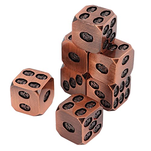 Sorandy 7Teilig Metall Würfel Set, Kreative Schädel-Knochen-Würfel für Rollenspiele, Antike Rotbronze von Sorandy
