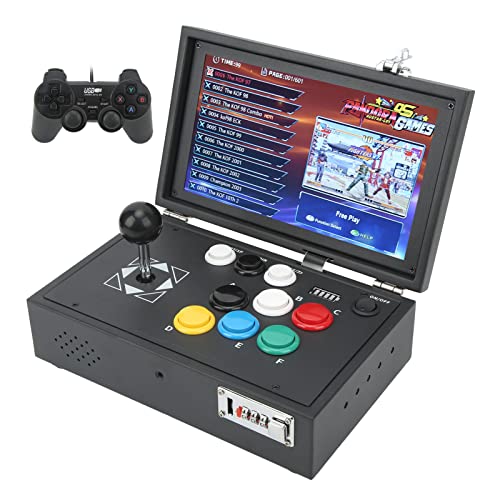 Mini Tragbar Arcade Spielkonsole, 6067 in 1 Flip Handheld Pandora Box Arcade Controller, Retro 3D Videospiele mit Abnehmbarem Joystick und 10 Zoll HD Display, Eingebaute Wiederaufladbare(Schwarz) von Sorandy