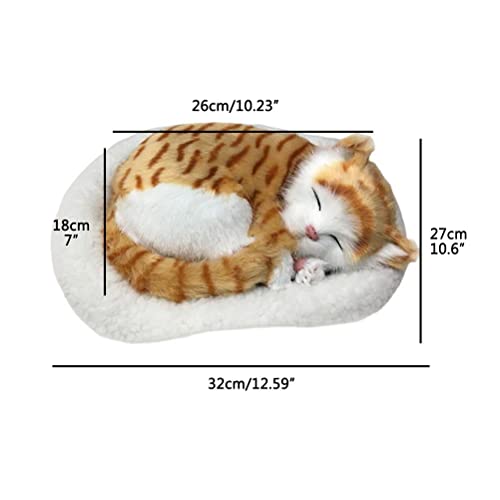 Realistische Schlafende Katzenspielzeug, Atmende Katzengefüllte Tierpuppe Schlafkatze Spielzeug mit Matte Simulation Katzenplüschspielzeug für Home Ornament (#1) von Sorandy