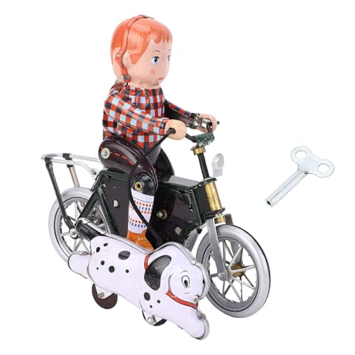 Sorandy Bezauberndes Blechspielzeug Zum Aufziehen, Retro-Uhrwerk-Design, Einzigartiger Junge mit Laufendem Hund von Bike Motif, Ideal für Sammlungen und Dekorationen von Sorandy