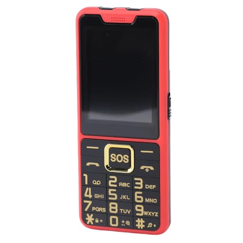 Sorandy Big Tasten Senior Phone 2G, Freigeschaltete Senioren -Handy, 2,6 Zoll HD -Bildschirm 2 Taschenlampe BT 0,3MP Kamera Sprachankündigung, SOS Key, 2500mAh Akku (Rot) von Sorandy
