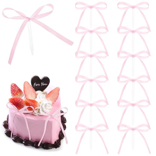 12 Stück Cake Topper mit Schleife, Torten Deko Rosa Schleife Tortendeko Kuchen Dekorationen Kuchendeko für Hochzeit Brautparty Geburtstag Valentinstag Party 12 Stück Cake Topper mit Schleife, Torten Deko Rosa Schleife Tortendeko Kuchen Dekorationen Kuchendeko für Hochzeit Brautparty Geburtstag Valentinstag Party von Sorcristy