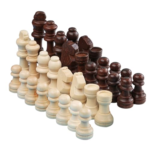 32 Stück Tragbare Schachfiguren Internationale Schachfiguren Holz Handgeschnitzt Turnier Schachfiguren für Erwachsene Kinder Turnier Holz Schachfiguren Schachzubehör von Sorrowso