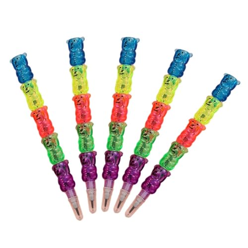 5 Stück Cartoon-Bär-Baustein-Bleistifte, zum Schärfen von Kunststoff-Bleistiften, Weihnachtsstrumpffüller für Kinder, Belohnung, kreativer Bleistift von Sorrowso