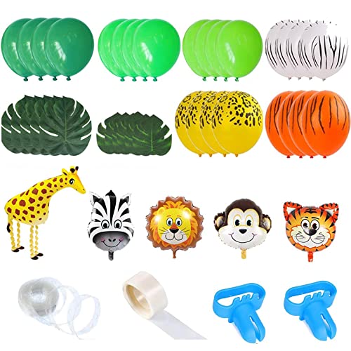 Dschungel Party Ballon Set 151 Stück Mit Tierballons Und Blättern Für Kinder Jungen Geburtsballon Für Babyparty Junge von Sorrowso