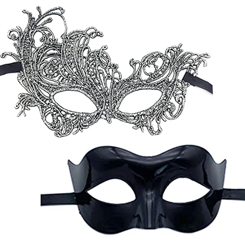 Sorrowso 2x Halloween Party Für Frauen Und Männer Maskerade Halbes Gesicht Abend Abschlussball Spitze Augen Mardi Gras Maske 2 Stück Für Frauen Und Männer Halloween Party Maskerade Spitze Augen von Sorrowso