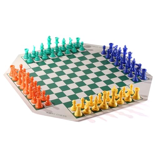 Sorrowso 4-Wege Schachspiel Reise Familienschachspiel Mit Schachbrett Und Schach Schachbrettspiel Für Vier Spieler Für Gruppentreffen Schachbrettspiel Für Vier Spieler von Sorrowso