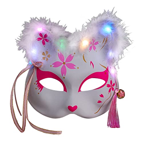 Sorrowso Fuchs Maske Leuchtende Maskerade Halbes Gesicht Halloween Party Abend Abschlussball Japanisches Cosplay Japanische Cosplay Halloween Party Maskerade Halbes Gesicht von Sorrowso