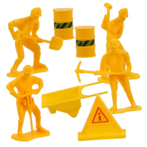 Sosoport Kleiner Bauarbeiterfiguren Satz für Kindergeburtstag Realistische Rollenspiel Figuren für Baustellen Dekoration Einfach Anzubringen Mehrfarbig für Kuchendekoration von Sosoport