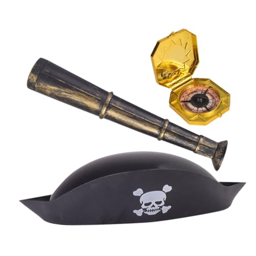 1 Satz Piratenhut Fernrohr und Kompass für Kindergeburtstag Halloween und Kostümpartys Spaßige Accessoires für Piraten Cosplay 1 Satz Piratenhut Fernrohr und Kompass für Kindergeburtstag Halloween und Kostümpartys Spaßige Accessoires für Piraten Cosplay von Sosoport