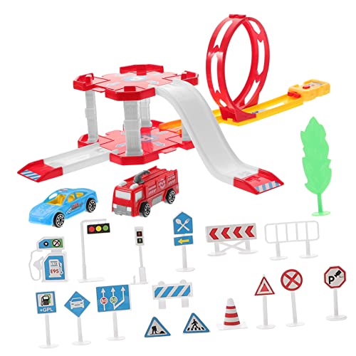 1 Satz Rennbahn DIY Gleis mit Feuerwehrwagen für Interaktive Eltern Spiele von Sosoport