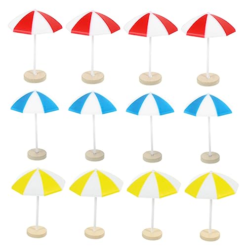 12Stücke Strand Regenschirm für Puppenhaus Deko für Miniaturgärten und Strand Szenen Hochwertige Resinszene Decor von Sosoport