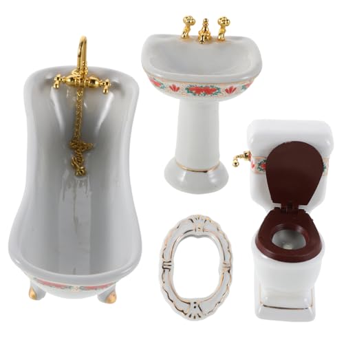 Sosoport Miniatur-badezimmermöbel-Set Für Puppenhäuser Maßstab Keramik-Toilette Waschbecken Und Badewanne Puppenhauszubehör Minitoilette Mini-duschbadewanne Sosoport Miniatur-badezimmermöbel-Set Für Puppenhäuser Maßstab Keramik-Toilette Waschbecken Und Badewanne Puppenhauszubehör Minitoilette Mini-duschbadewanne von Sosoport