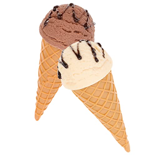 2 Stück Eisdielen Modell Eiskegel Requisiten zur Simulation für Eiscreme Shop Deko und Fotografie Vanille Eiskegel Tischdekoration für Erwachsene von Sosoport