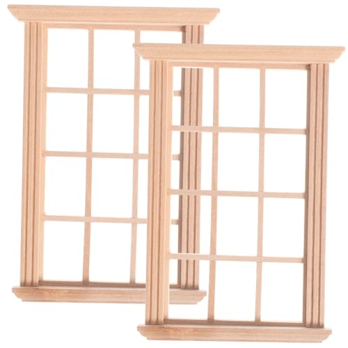 2 Stück Miniaturisierte Puppenhaus Fensterrahmen aus Holz für Puppenmöbel Realistische Details Unbemalt zur Individuellen Gestaltung Vielseitig Einsetzbar für Kreatives und von Sosoport