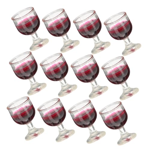 20 Stück Miniatur- -Rotweinglas Tassen Stichworte Party winzig Haus Miniatur-Kelchbecher-Modell Puppenkelch Doll House Goblet klarer Kleiner Kelch PVC Wiederverwendbar von Sosoport