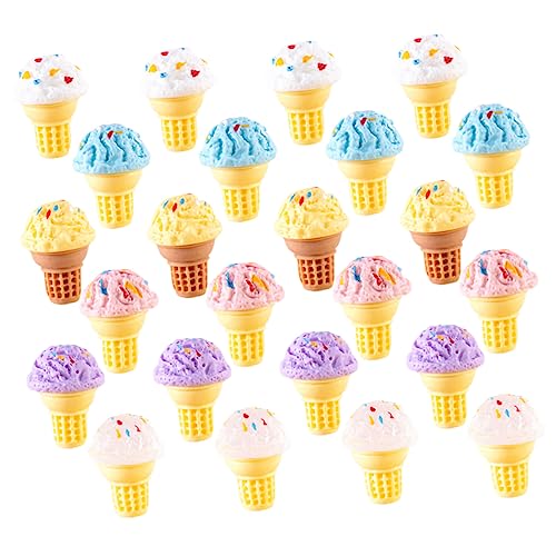 24Stücke Teiliges Mini Eiscreme für Puppenhaus Dekoration Realistische Eismodell Requisiten aus Harz Kreative Spielzeuge für DIY Projekte von Sosoport