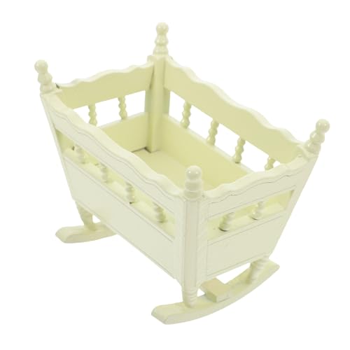 Mini Möbel Wiege winzig Puppe Mini-Möbelverzierung Miniaturbettmodell süße Minimöbel Mini-Schaukelbettspielzeug Mini -Bett Mini Holzbett Miniatur-Hausmöbel Birke Hellgrün von Sosoport