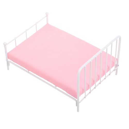 Miniatur-puppenhausmöbel, Maßstab 1:12, Mini-puppenbett Mit Metallrahmen Und Matratze, Für Puppenhaus, Schlafzimmer, Dekorationen, Zubehör, Weiß Miniatur-puppenhausmöbel, Maßstab 1:12, Mini-puppenbett Mit Metallrahmen Und Matratze, Für Puppenhaus, Schlafzimmer, Dekorationen, Zubehör, Weiß von Sosoport