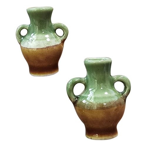 Sosoport 1 Keramikvase Modell Mini Blumenvase Miniaturvase Miniatur Keramikvase Kleine Hausvase Miniaturvase Miniaturmöbel Accessoire Puppenhausvase Grüne Keramik von Sosoport