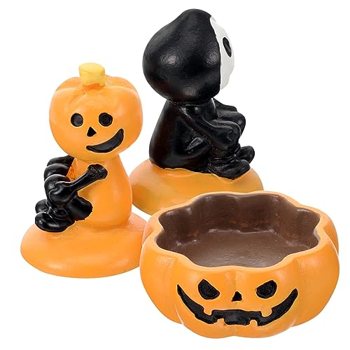 Sosoport 1 Satz Aquarium Landschaftsbau Ornamente gefälschter Kürbis Halloween-Cookie-Formen Laterne Halloween Halloween assecoires Kürbis-Kerzenständer Spooky Kerzenhalter Harz von Sosoport