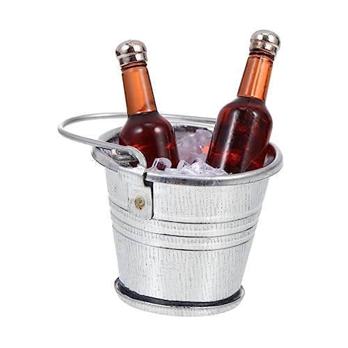 Sosoport 1 Satz Bier aus dem Puppenhaus klein Miniatur winziges Eimer Living Room Decoration wohnzimmerdeko kalanchoe Bierflaschenmodelle Simulation Bierkübelmodell Eisen von Sosoport