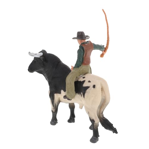 Sosoport 1 Satz Cowboy-Modell Cowboys Cowboy-actionfigur Realistisch Spielzeugbullen Kuh Stier Land Klein Simulation Wohnkultur Bullenfigur Bullenhandwerk Bullenmodell Harz von Sosoport