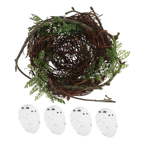 Sosoport 1 Satz Dekoratives Set mit Kunstvogel Nest und Eiern Kunstnest für Bastelarbeiten und Garten Realistisches Rattan Vogel Nest für Frühlingsdekoration Große Weiße Eier Sosoport 1 Satz Dekoratives Set mit Kunstvogel Nest und Eiern Kunstnest für Bastelarbeiten und Garten Realistisches Rattan Vogel Nest für Frühlingsdekoration Große Weiße Eier von Sosoport