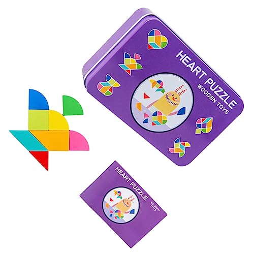 Sosoport 1 Satz Holzpuzzle mit Aufbewahrungsbox Teiliges Tangram Puzzle für Geometrische Formen Lehrreiches Bunten Farben für Kreatives Lernen und Geduldstraining von Sosoport