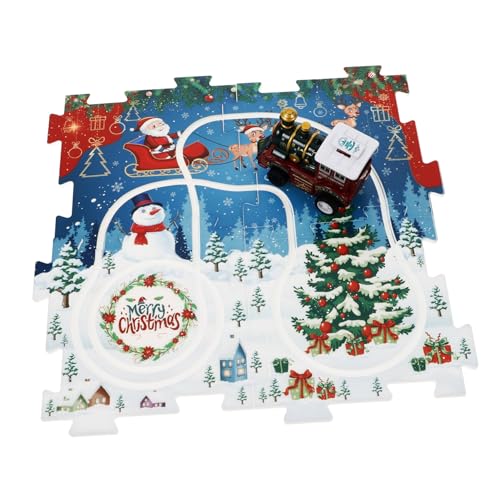 Sosoport 1 Satz Interaktives Weihnachts Puzzle mit Elektrischer Zugbahn für DIY Zusammenbau Fördert Kreativität und Logisches Batteriefrei für Kleine Zugliebhaber von Sosoport