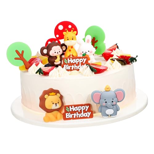 Sosoport Dschungel Kuchenaufsätze für Babyparty 1 Satz Realistische Deko für Torten Wiederverwendbare Dschungel Motive Figuren für Geburtstagsfeiern und Natur Themenpartys von Sosoport