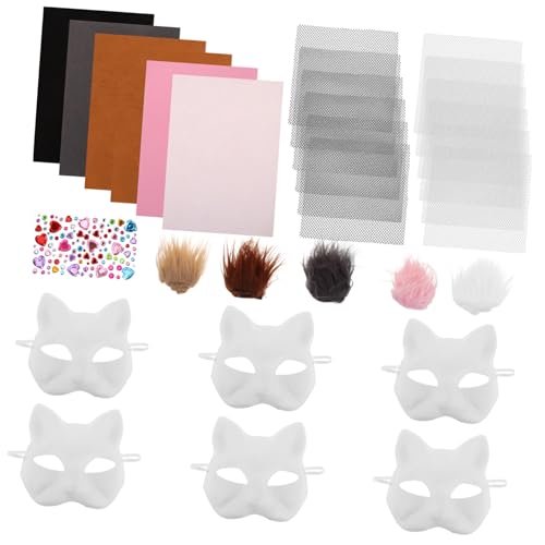Sosoport 1 Satz Katzenmasken-Set einfache Maske Tier-Maskerade-Maske Katzenmaskenkostüm weiße Maskerademaske Katzenmasken zum bemalen Halloween-Kostüm selber machen Papier Sosoport 1 Satz Katzenmasken-Set einfache Maske Tier-Maskerade-Maske Katzenmaskenkostüm weiße Maskerademaske Katzenmasken zum bemalen Halloween-Kostüm selber machen Papier von Sosoport