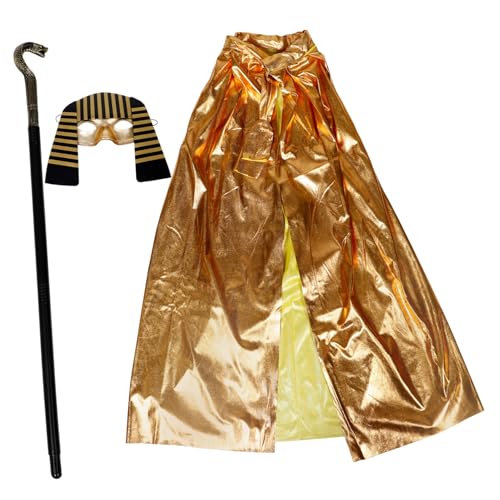 Sosoport 1 Satz Kostümset für Ägyptischer mit Maske Hut Gehstock und Manschetten Halloween Karneval und Cosplay Events Vielseitige Kostüm Requisiten für Kinderfeiern von Sosoport