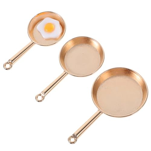 Sosoport 1 Satz Küchenutensilien Braten Spielzeugküche winzig Bratpfanne Zubehör klein spaß bastelzeug handwerkskunst Miniatur-Kochgeschirr- Mini-Kochgeschirr- Eisen Golden von Sosoport