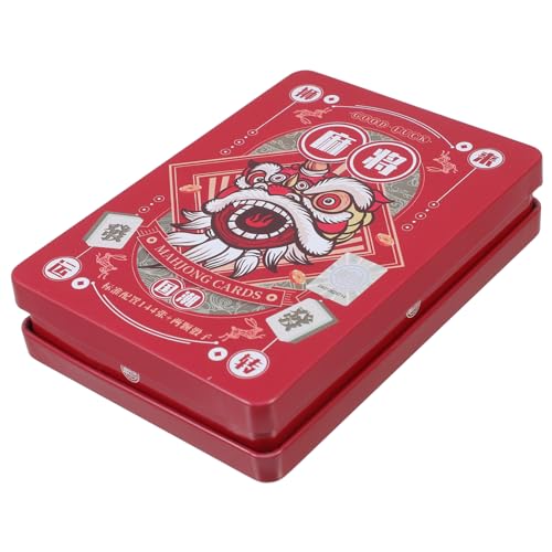 Sosoport 1 Satz Mahjong Spielkarten Teile Tragbares Chinesisches Mahjong Kartenspiel mit Würfeln für Reisen Partys und Familienunterhaltung Langlebig und Praktisch Hochwertige Verarbeitung von Sosoport
