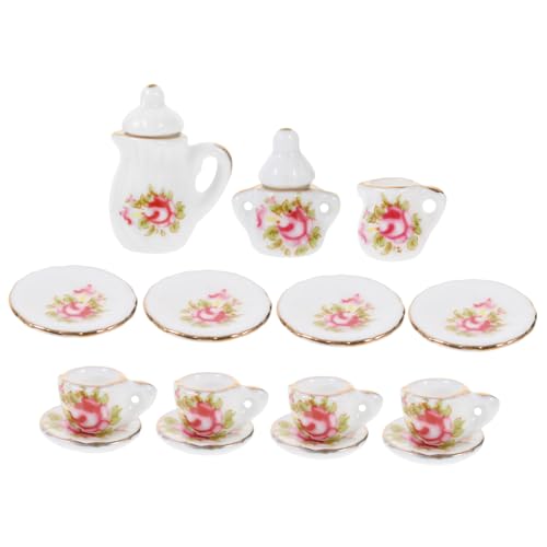 Sosoport 1 Satz Mini-Keramik-Teeservice Puppenhaus Geschirr Miniatur-Teegeschirr Mini-Teetasse Puppenhaus Teetasse Mikro-Puppenhausdekoration Miniatur-Puppenhauszubehör Mini House Accessory von Sosoport
