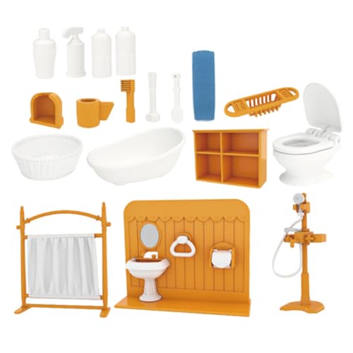 Sosoport 1 Satz Mini-puppenhaus-Badezimmer-Set Möbel Klein Mini-hausschmuck Mini- -Badezimmer Puppenhausdekor Mini House Accessory Plastik Yellow von Sosoport