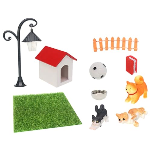 Sosoport 1 Satz Mini-puppenhaus-zubehör Tiere Zwerge Baum Bausatz Spielzeugtier Miniatur Klein Winzig Zaun Mini Puppenhaus-innenhof-haustierset Puppen-gartentier-Set Puppenhof-Set Abs von Sosoport