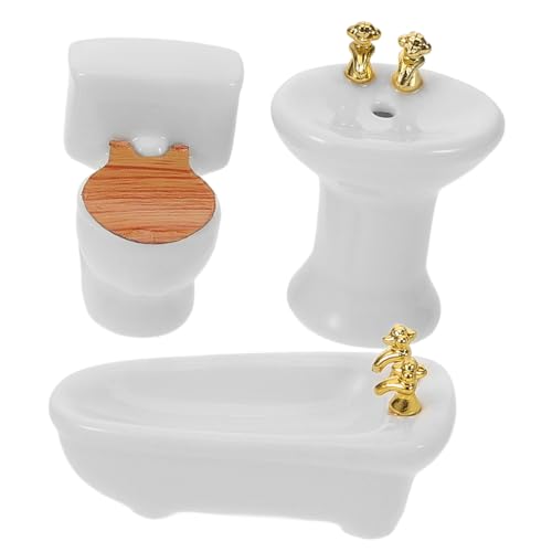 Sosoport 1 Satz Miniatur Badewanne Waschbecken und Toilette Badezimmer Zubehör für Puppenhaus Deko und DIY Projekte von Sosoport