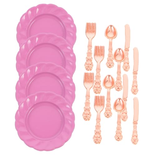 Sosoport 1 Satz Miniaturbesteckset Besteck Dekoration Puppenhaus Geschirrset Mini-hausgabeln Tun So, Als Ob Sie Hätten Mini-geschirrmodell Harz Rose Gold von Sosoport