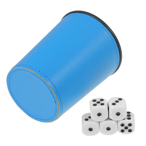 Sosoport 1 Satz Party Würfelbecher Set mit Würfeln Transportable Würfelschüttelschale Hellblau für Tischspiele Indoor Unterhaltung und Ktv Partys für Große und Spannende Spielabende von Sosoport