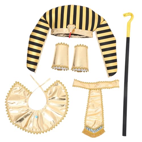 Sosoport 1 Satz Pharaonen Kostüm für Erwachsene Imitiertes Cosplay Outfit mit Hut Gürtel und Stab Halloween Themenpartys und Kostümveranstaltungen von Sosoport
