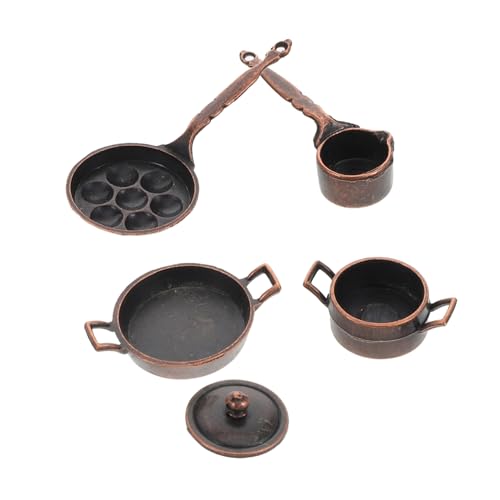Sosoport 1 Satz Puppenhaus -Topf -Set Miniaturpuppenhausmöbel Mini-puppenhausmöbel Winzige Möbel Mini-küchentopf Miniaturen-kinderküchen-spielsets Miniaturfiguren Dark Brown Metall von Sosoport