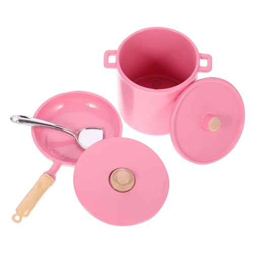 Sosoport 1 Satz Simulationsmodell Für Lebensmittel Und Miniatur- Mini-töpfe Und Pfannen Puppenhaus-küchenzubehör Mini-kochgeschirr 1/12 Eintopfmodell Mini-kocher Eisen Rosa von Sosoport