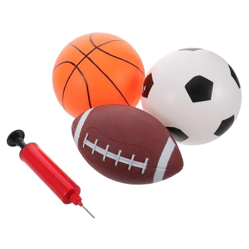 Sosoport 1 Satz Spielzeugballkombination Kinderpuppen-Sprungball Basketball sprengen Basketball mit Pumpe bunter Basketball Hüpfball für Basketball-Spiele Kunststoff von Sosoport