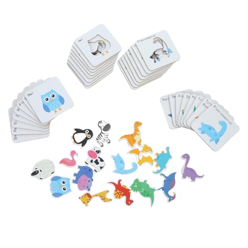 Sosoport 1 Satz Tier Puzzle für Dinosaurier und Tiere Lernspielzeug für Frühkindliche Entwicklung Holzspielzeug für Vorschulkinder Fördert Hand Augen Koordination und Kognitive Fähigkeiten von Sosoport