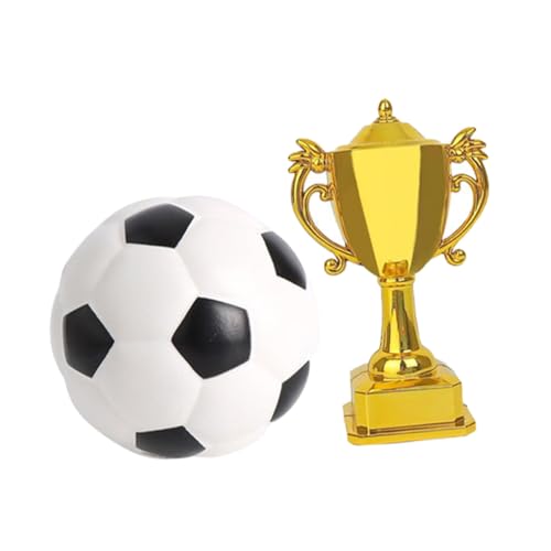 Sosoport 1 Satz Trophäen-fußballmodell Tragbar Goldene Pokale Fußball-kuchendekoration Dinge Auto Zappelspielzeug Miniatur Zappeln Spiele Mini-fußball Bot Ornamente Plastik Wiederverwendbar von Sosoport