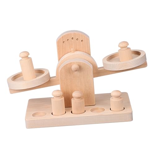 Sosoport 1 Satz Waage Aus Holz Balkenwaage Balance Scale Toy Montessori Mechanical Scales Weights for School Balance Balance Weight Toy Rollenspiel Lotusbaum von Sosoport