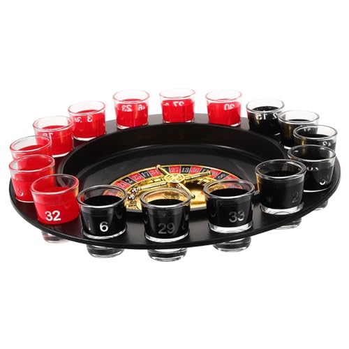 Sosoport 1 Satz Weindrehteller Erwachsene Spiel Trinken Drehscheibe Party Plattenspieler Trink-Roulette-Shot-Spiel Schnapsgläser lustig erschossenes Trinkspiel Roulette Trinken Plastik von Sosoport